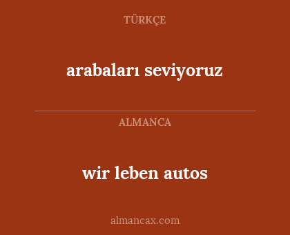 arabaları seviyoruz - wir leben autos