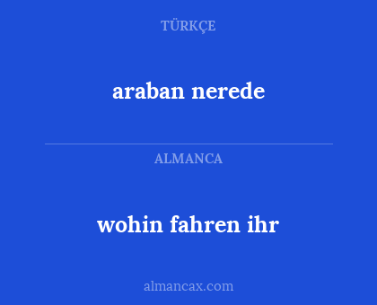 araban nerede - wohin fahren ihr