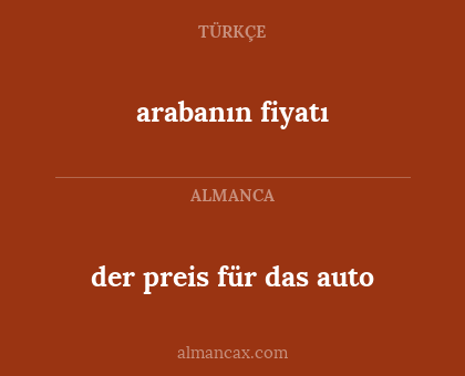 arabanın fiyatı - der preis für das auto