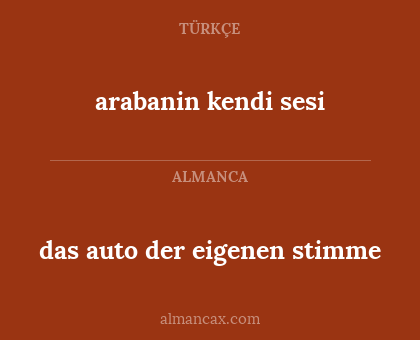 das auto der eigenen stimme - arabanin kendi sesi