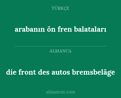 die front des autos bremsbeläge - arabanın ön fren balataları