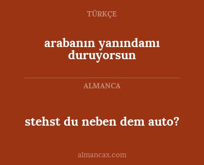 arabanın yanındamı duruyorsun - stehst du neben dem auto?