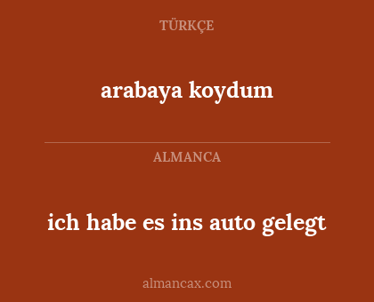 arabaya koydum - ich habe es ins auto gelegt