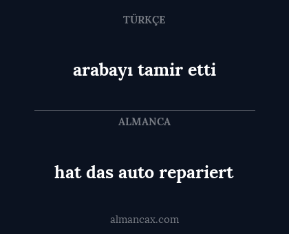 hat das auto repariert - arabayı tamir etti