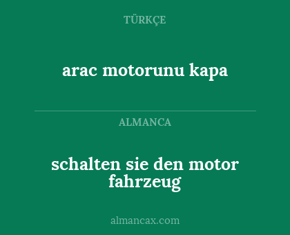 schalten sie den motor fahrzeug - arac motorunu kapa