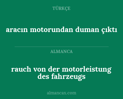 aracın motorundan duman çıktı - rauch von der motorleistung des fahrzeugs
