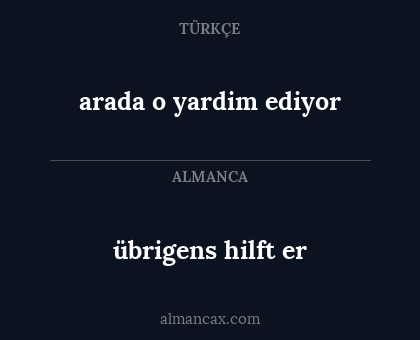 übrigens hilft er - arada o yardim ediyor