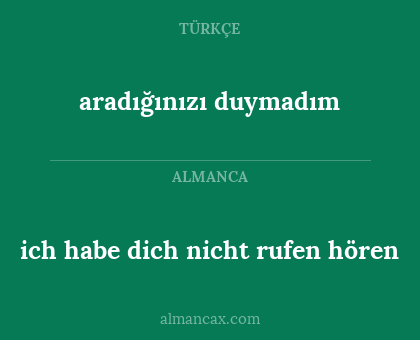 aradığınızı duymadım - ich habe dich nicht rufen hören