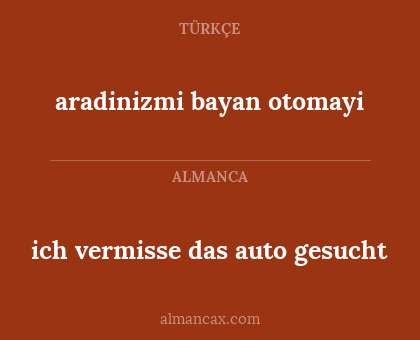 aradinizmi bayan otomayi - ich vermisse das auto gesucht