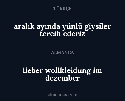 lieber wollkleidung im dezember - aralık ayında yünlü giysiler tercih ederiz