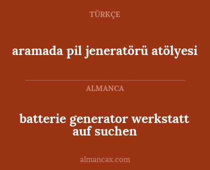 batterie generator werkstatt auf suchen - aramada pil jeneratörü atölyesi