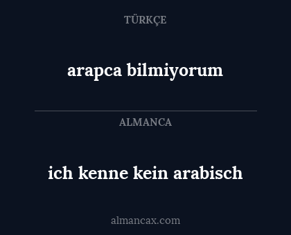 arapca bilmiyorum - ich kenne kein arabisch
