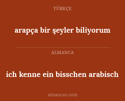 ich kenne ein bisschen arabisch - arapça bir şeyler biliyorum