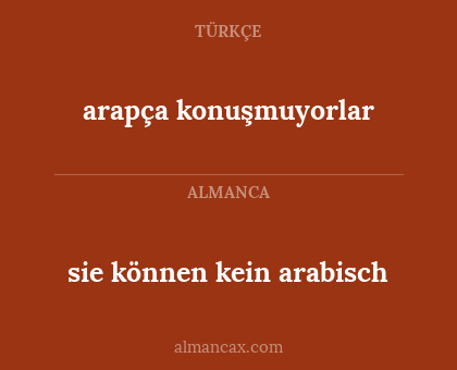 arapça konuşmuyorlar - sie können kein arabisch