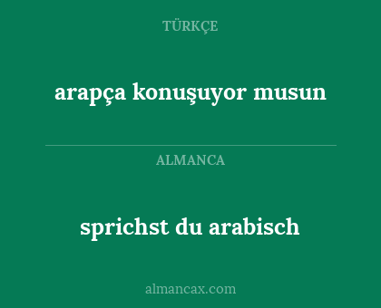 arapça konuşuyor musun - sprichst du arabisch