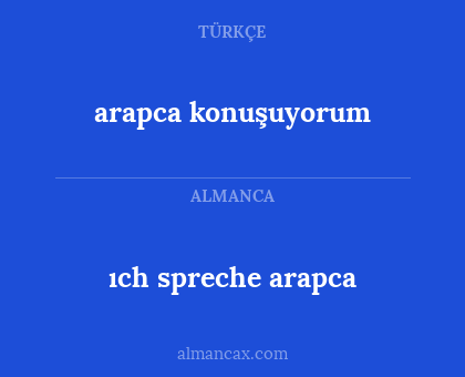 ıch spreche arapca - arapca konuşuyorum