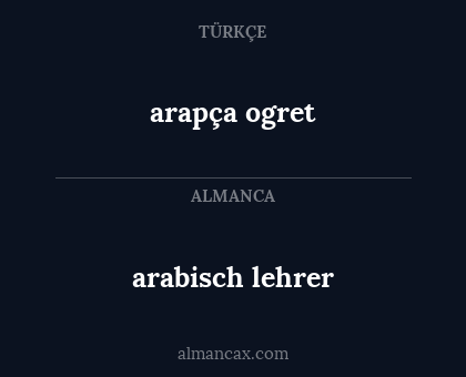 arabisch lehrer - arapça ogret