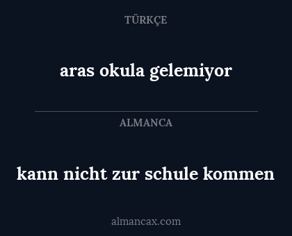 kann nicht zur schule kommen - aras okula gelemiyor