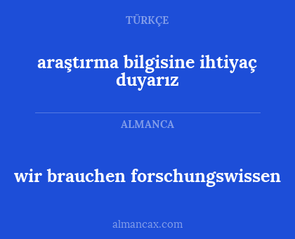 araştırma bilgisine ihtiyaç duyarız - wir brauchen forschungswissen