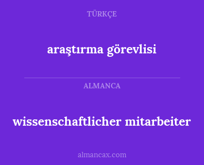 wissenschaftlicher mitarbeiter - araştırma görevlisi