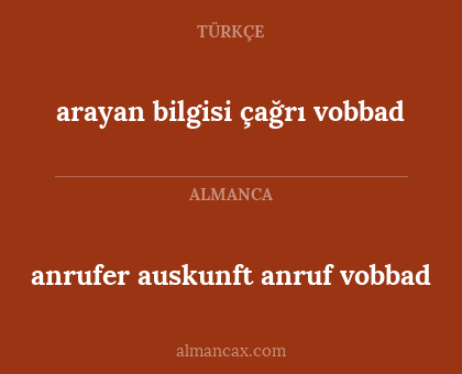arayan bilgisi çağrı vobbad - anrufer auskunft anruf vobbad