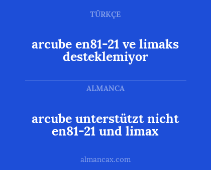 arcube en81-21 ve limaks desteklemiyor - arcube unterstützt nicht en81-21 und limax