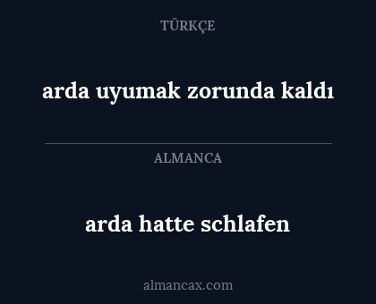 arda uyumak zorunda kaldı - arda hatte schlafen