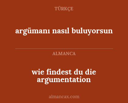 wie findest du die argumentation - argümanı nasıl buluyorsun