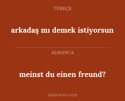 meinst du einen freund? - arkadaş mı demek istiyorsun