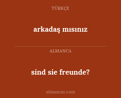 arkadaş mısınız - sind sie freunde?