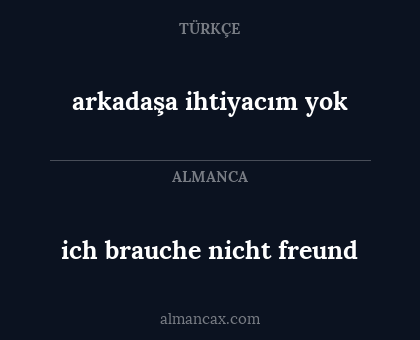 arkadaşa ihtiyacım yok - ich brauche nicht freund