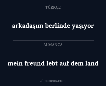 mein freund lebt auf dem land - arkadaşım berlinde yaşıyor