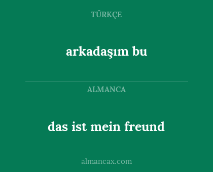das ist mein freund - arkadaşım bu