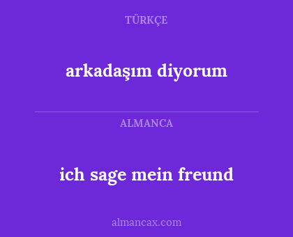 arkadaşım diyorum - ich sage mein freund