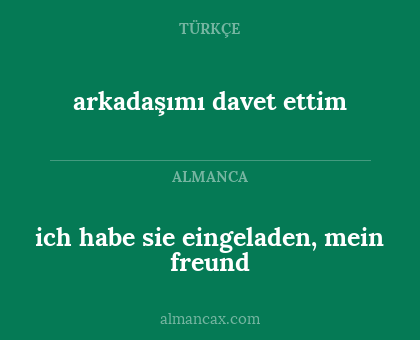 arkadaşımı davet ettim - ich habe sie eingeladen, mein freund
