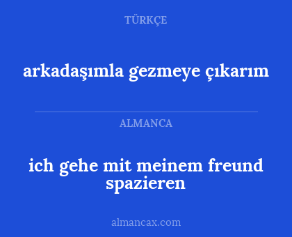 arkadaşımla gezmeye çıkarım - ich gehe mit meinem freund spazieren