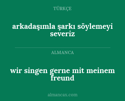 arkadaşımla şarkı söylemeyi severiz - wir singen gerne mit meinem freund