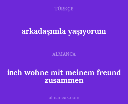 i̇ch wohne mit meinem freund zusammen - arkadaşımla yaşıyorum