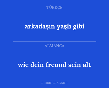 arkadaşın yaşlı gibi - wie dein freund sein alt