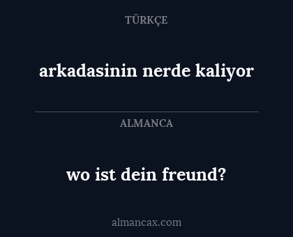 wo ist dein freund? - arkadasinin nerde kaliyor