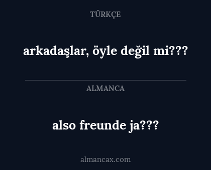 also freunde ja??? - arkadaşlar, öyle değil mi???