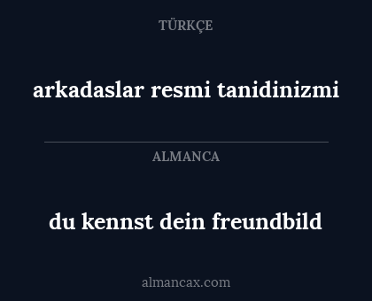 du kennst dein freundbild - arkadaslar resmi tanidinizmi