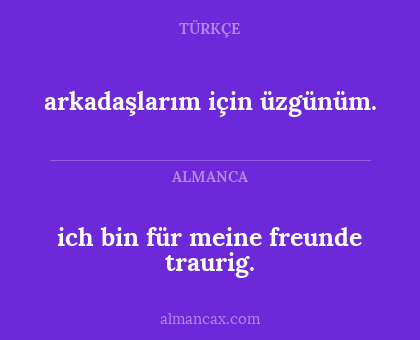 arkadaşlarım için üzgünüm. - ich bin für meine freunde traurig.