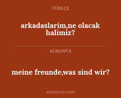 meine freunde,was sind wir? - arkadaslarim,ne olacak halimiz?