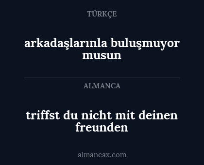 triffst du nicht mit deinen freunden - arkadaşlarınla buluşmuyor musun