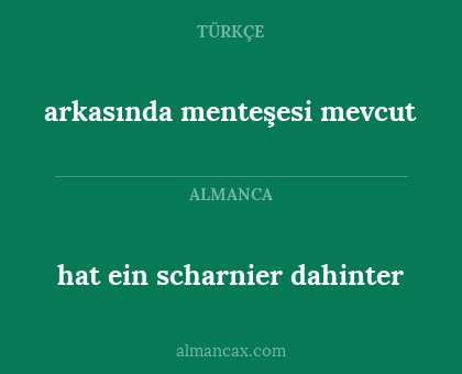 hat ein scharnier dahinter - arkasında menteşesi mevcut
