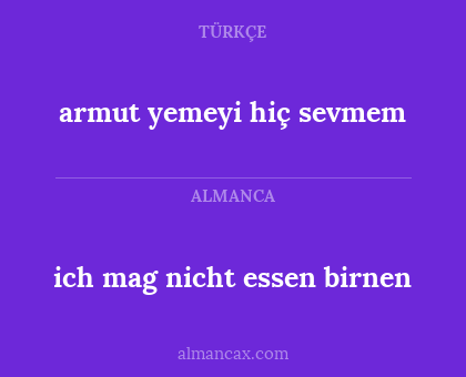ich mag nicht essen birnen - armut yemeyi hiç sevmem