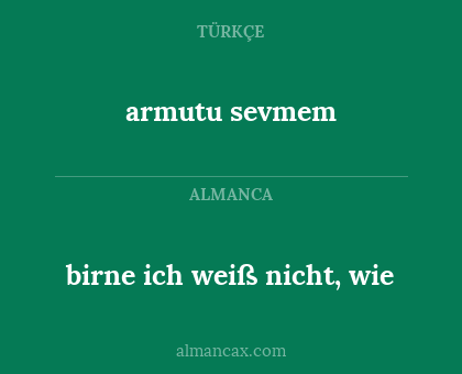 armutu 
 sevmem - birne 
ich weiß nicht, wie