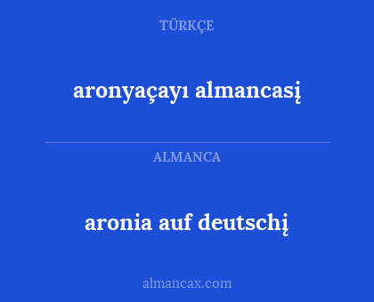 aronyaçayı almancasį - aronia auf deutschį