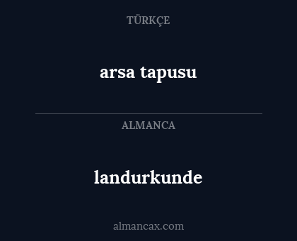 arsa tapusu - landurkunde